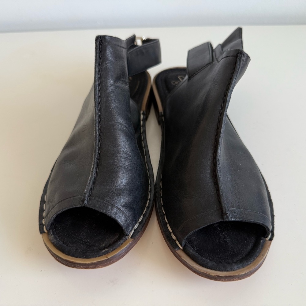Clarks Black Leather Sandals
